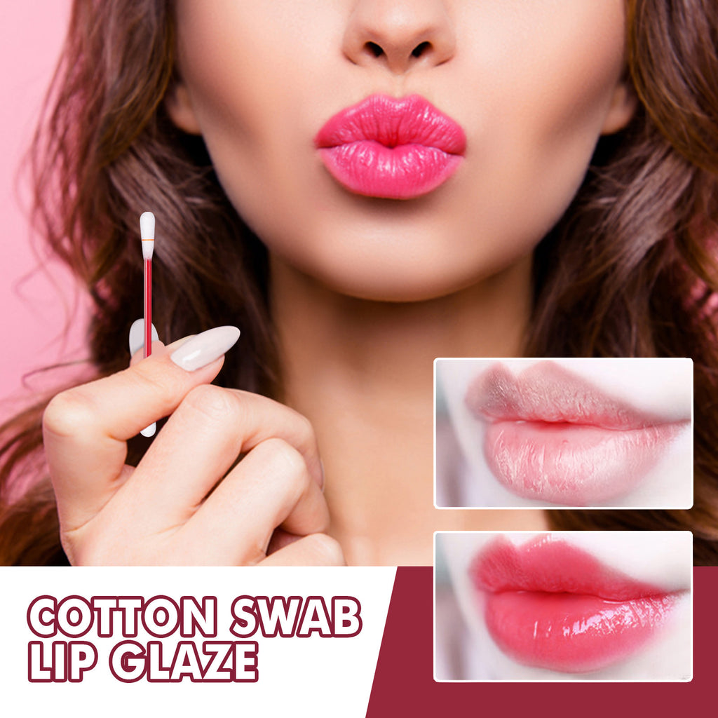 EELHOE Cotton Swab Lipstick, Portable Cigarette Case Lipstick Dye Lip Liquid Lip Gloss Lip Glaze Non-Stick Cup Moisture Lasting