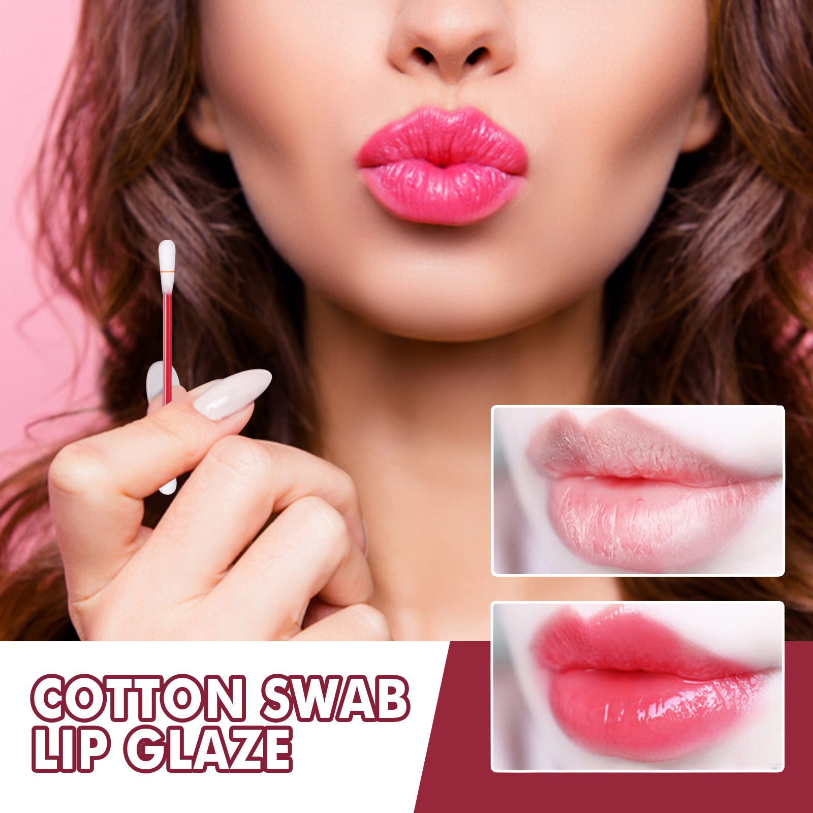 EELHOE Cotton Swab Lipstick, Portable Cigarette Case Lipstick Dye Lip Liquid Lip Gloss Lip Glaze Non-Stick Cup Moisture Lasting