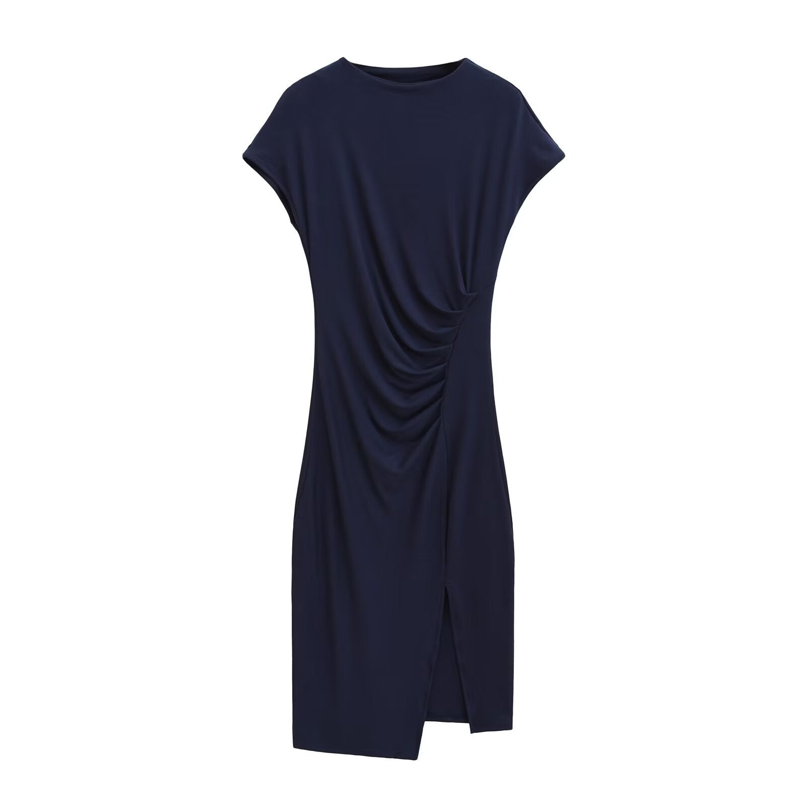 Irregular diagonal splicing pleated side slit women's long skirt