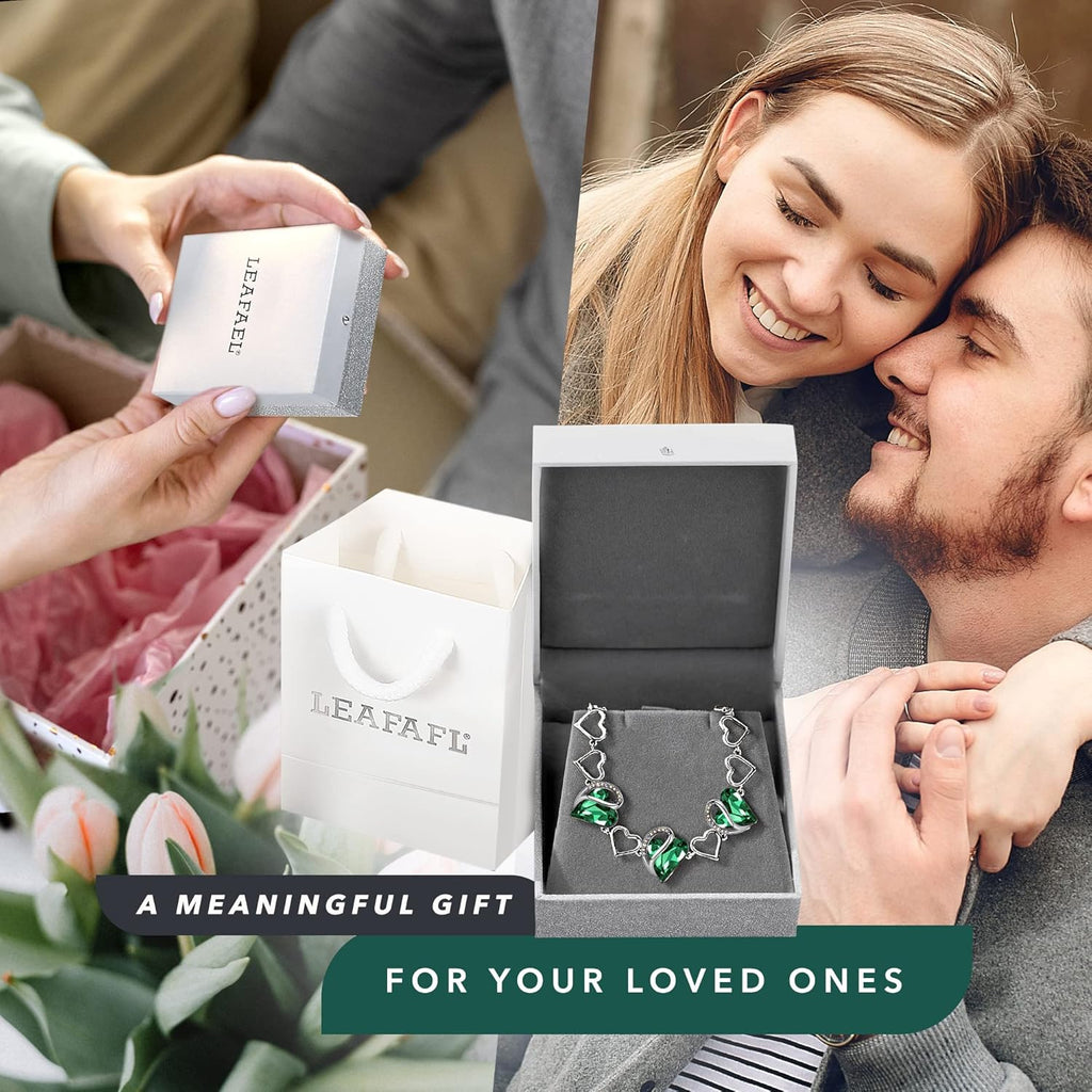 Infinity Love Heart Link Bracelets, Birthstone or Healing Stone Crystal Bracelet for Women, Silver Tone Jewelry Gifts for Her, 7-Inch Chain and 2-Inch Extender