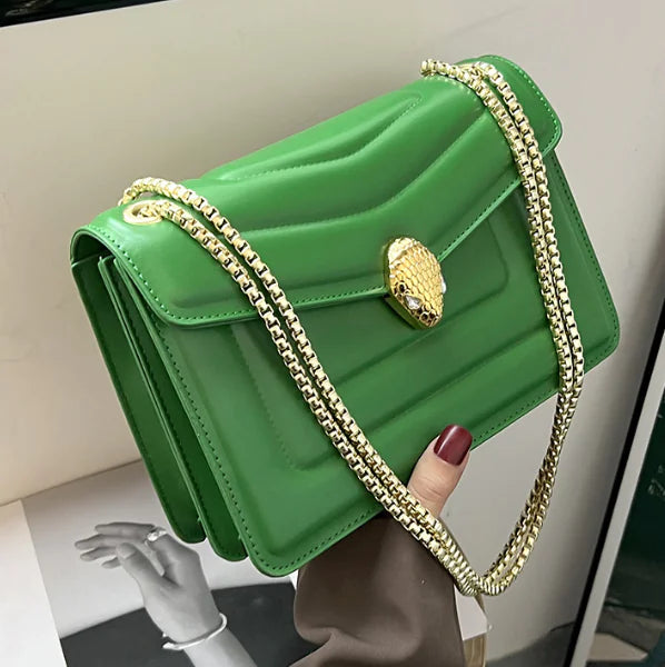 2020 Fashion Leather Snake Head Chain Handbag