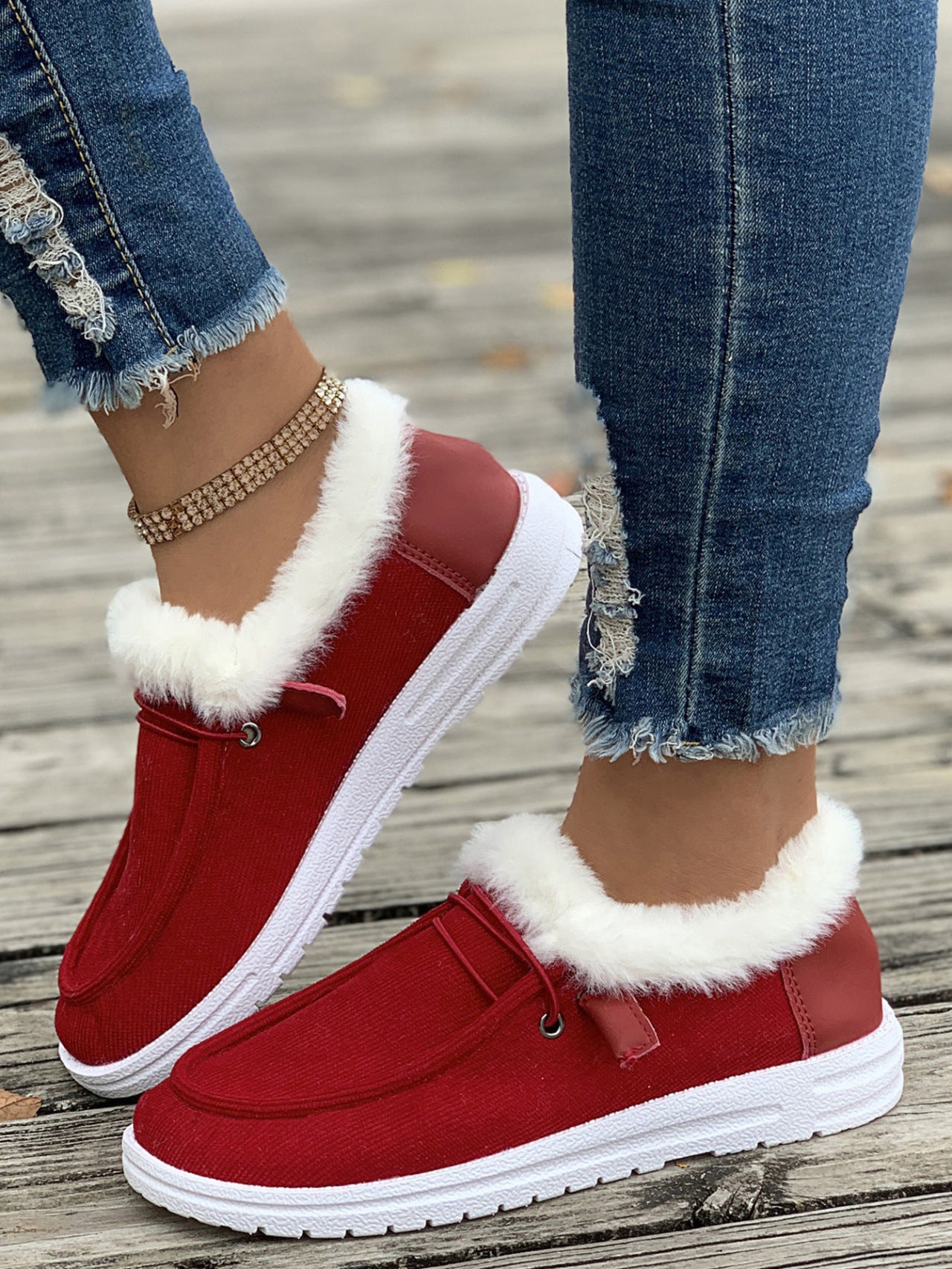 Women's casual shoes with plush and fuzzy cotton shoes