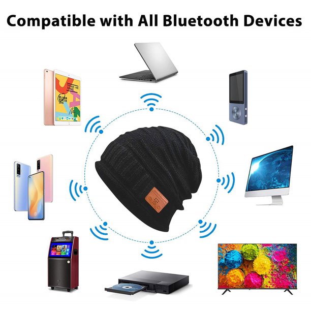 Gorro musical para hombre y mujer, gorro de punto con Bluetooth incorporado 