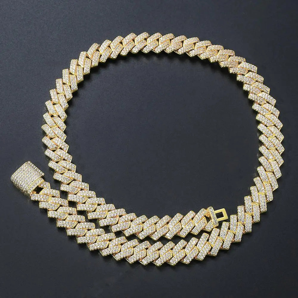 Men's Hip Hop Cuban Link Necklace with Zircon Stones