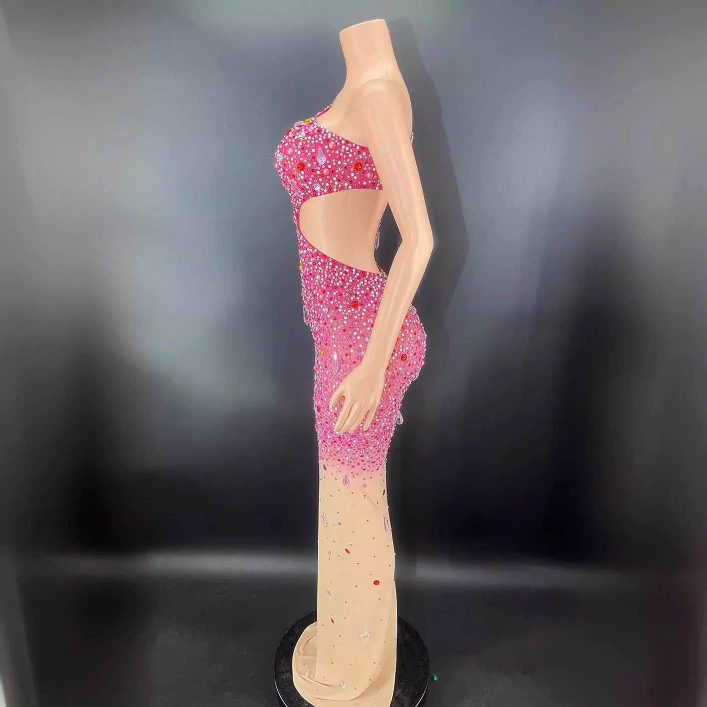 Rhinestone Pearl Cut Evening Dress Classic Birthday Skinny Elegant Performance Vestidos Elegantes Mujer Knie Lange Party Kleider