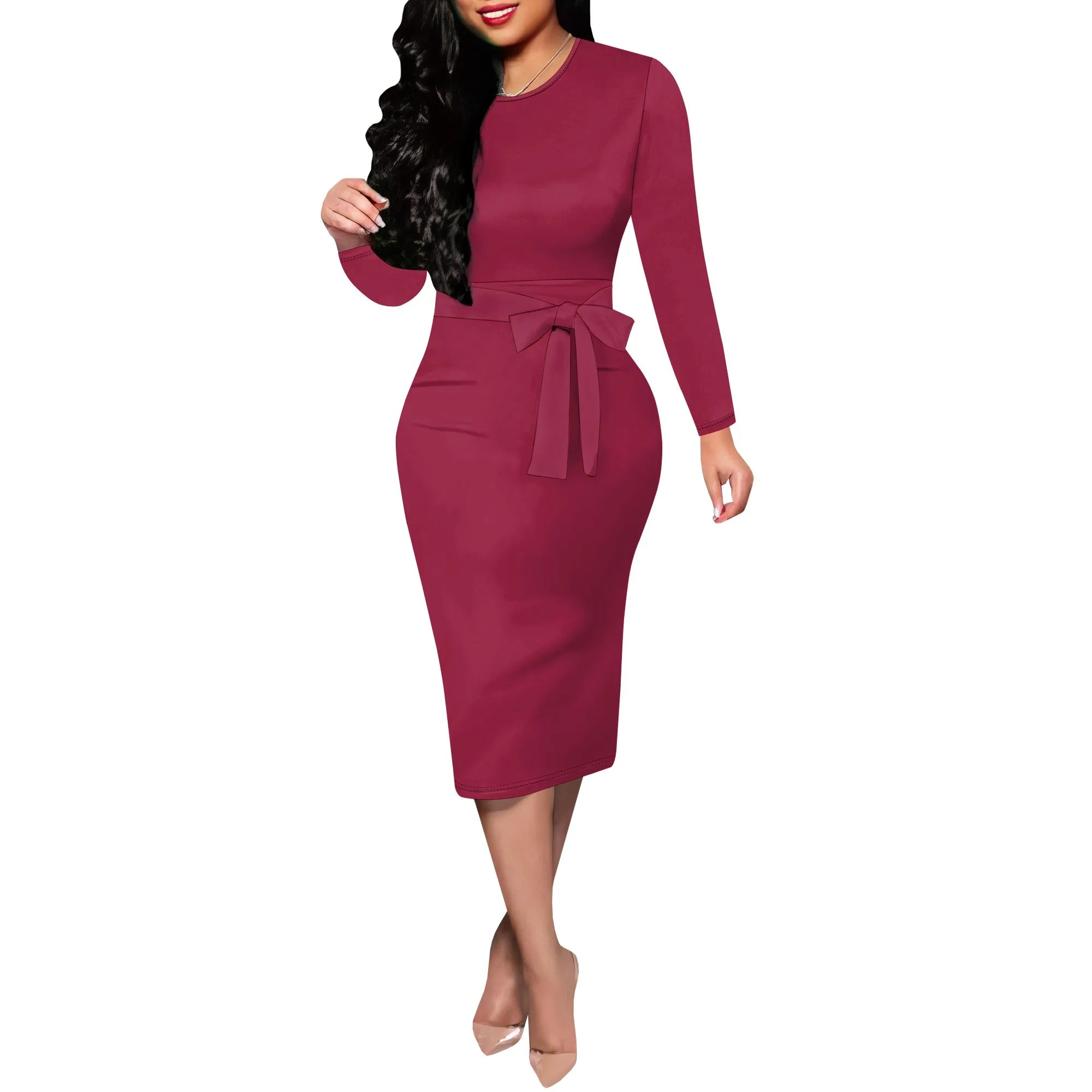 Women's Formal Church Dresses Elegant Midi Dress Office Pencil Dress for Work Funeral Cocktail Dresses