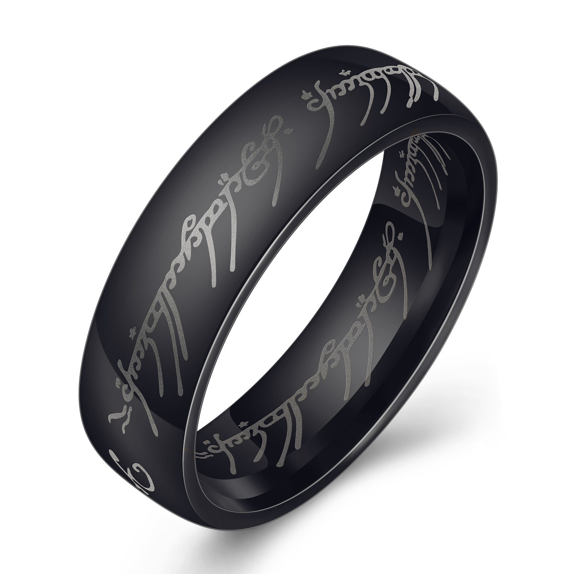 European and American movie peripheral laser Arabic font ring The Lord of the Rings stainless steel 6MM ring personality