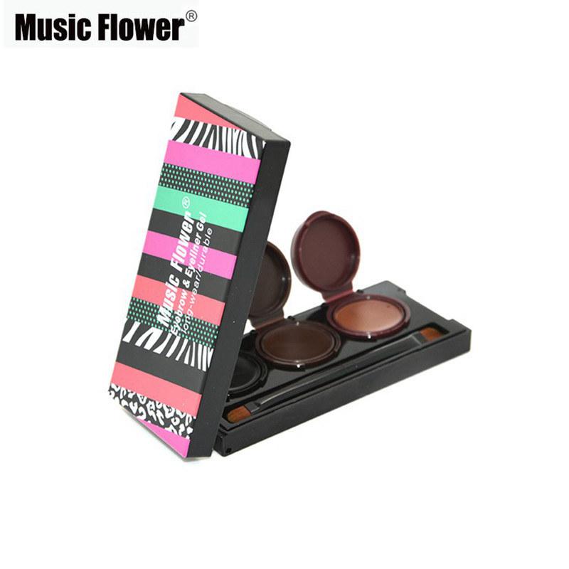Palette de maquillage Music Flower Brand : gel eyeliner et poudre à sourcils, waterproof, longue tenue, sans bavure, pour sublimer les sourcils