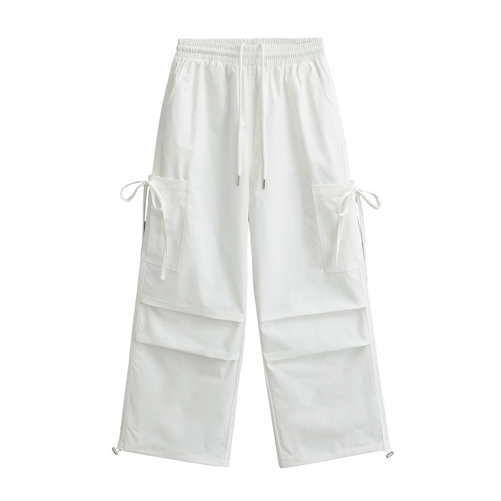 Pinch pleated drawstring work pants
