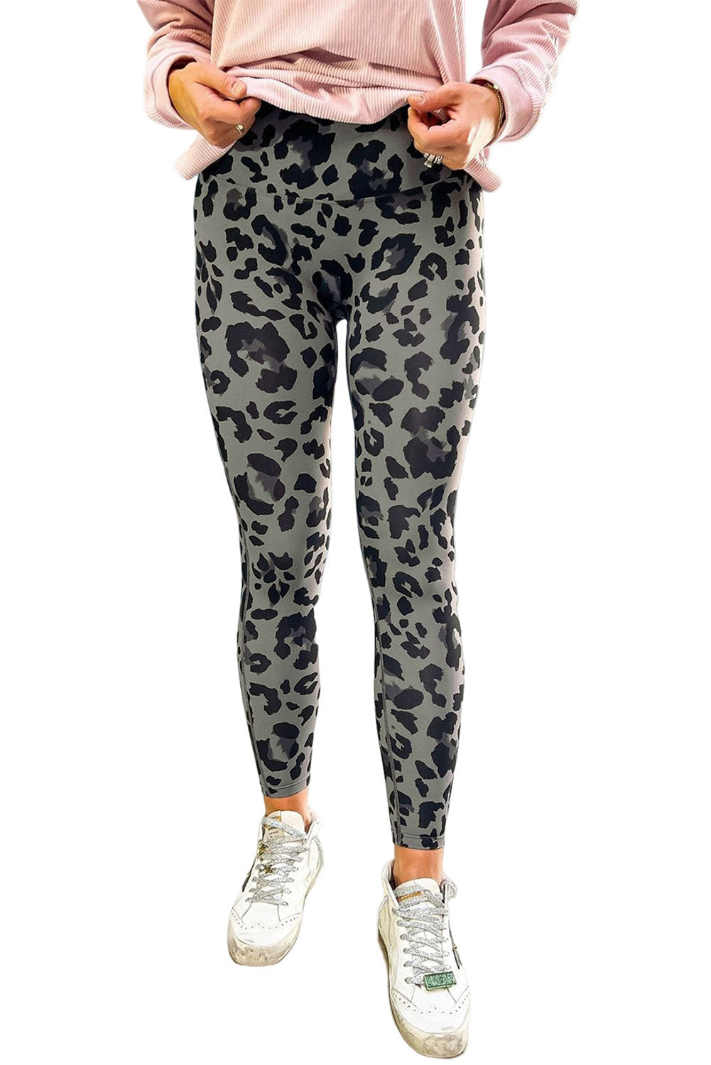 Green Classic Leopard Print Active Leggings