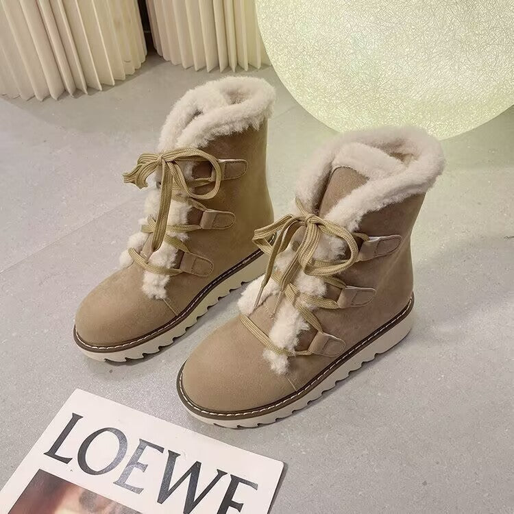 Snow Boots for Women Lace-up Warm Cotton Boots