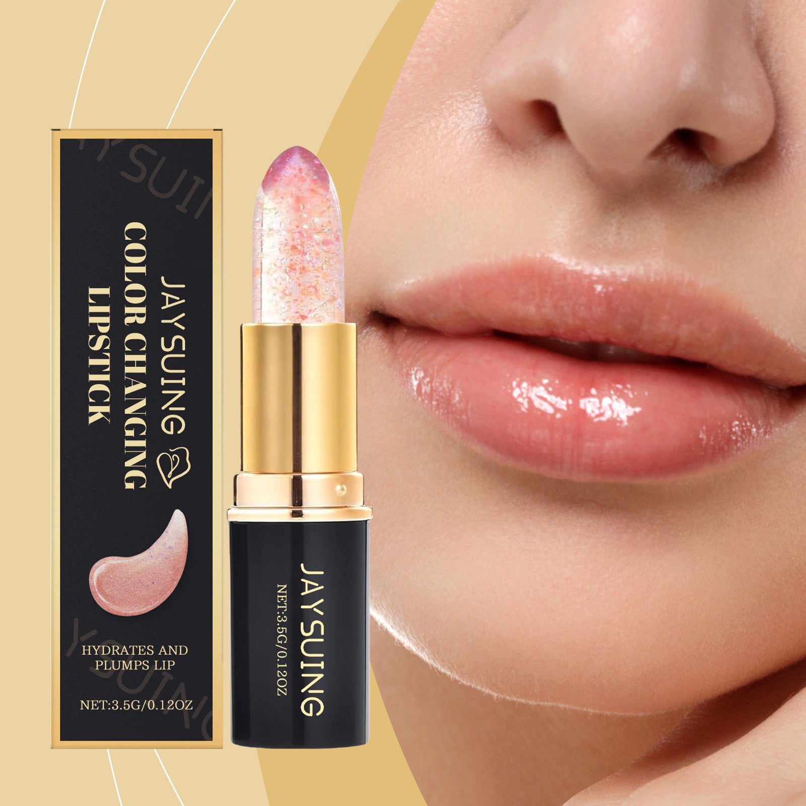 Jaysuing Sparkling Color-Changing Nourishing Lip, Balm Moisturizing And Non-Greasy, Nourishing Lips Moisturizing And Brightening Color-Changing Lip Balm