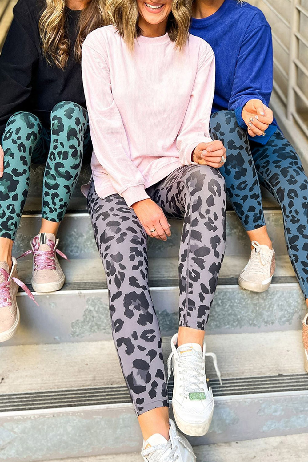 Green Classic Leopard Print Active Leggings