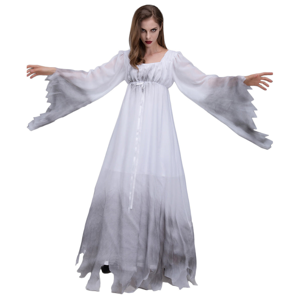 costume d'Halloween, costume de fantôme, costume de fantôme féminin, jeu de rôle