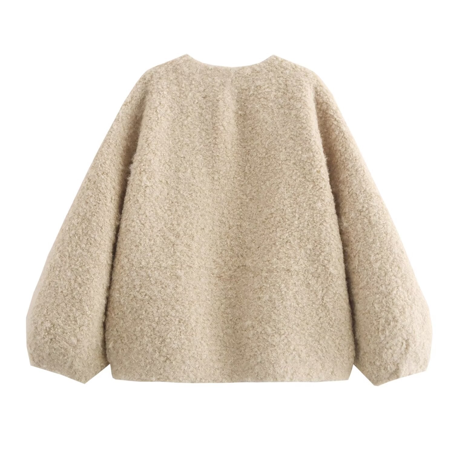 European and American autumn new style V-neck long sleeved lace up sheeproll fur one-piece coat for women