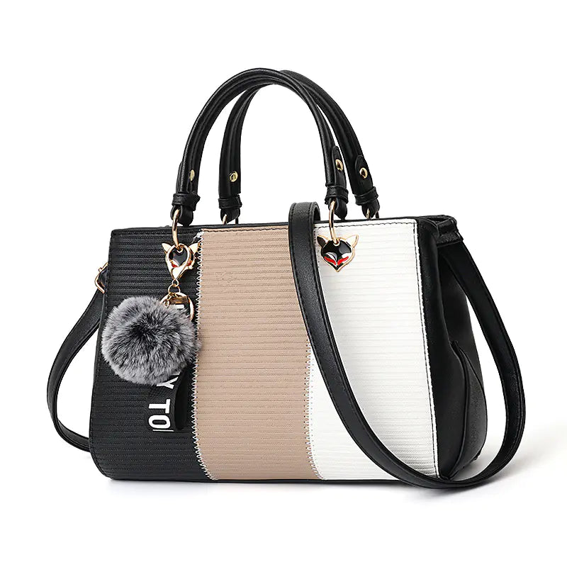 Striped Color Block Handbag - Shoulder & Crossbody Bag