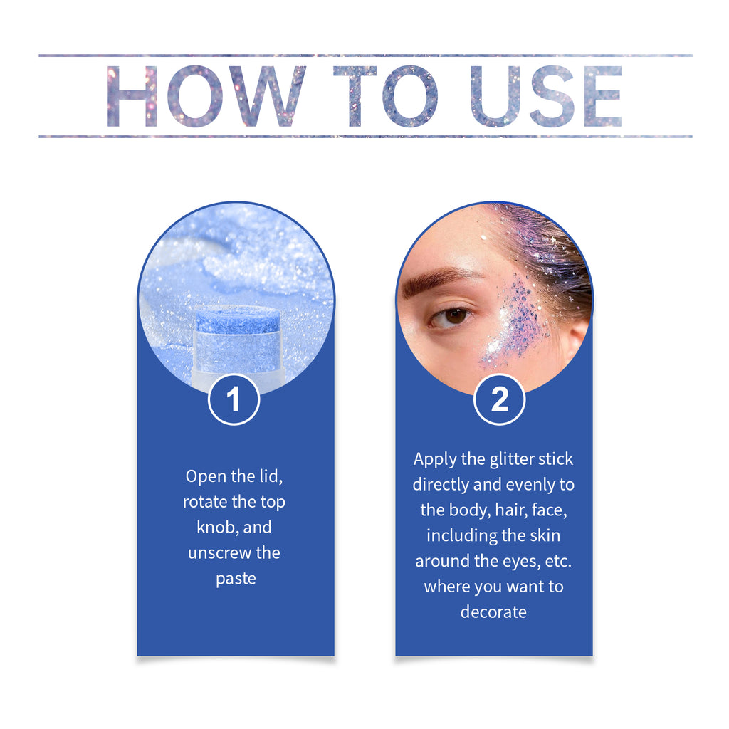 Jaysuing Sequined Glitter Stick (Blue), Party, Dance, Performance, Makeup, Face, Body, Collarbone, Highlight And Shine