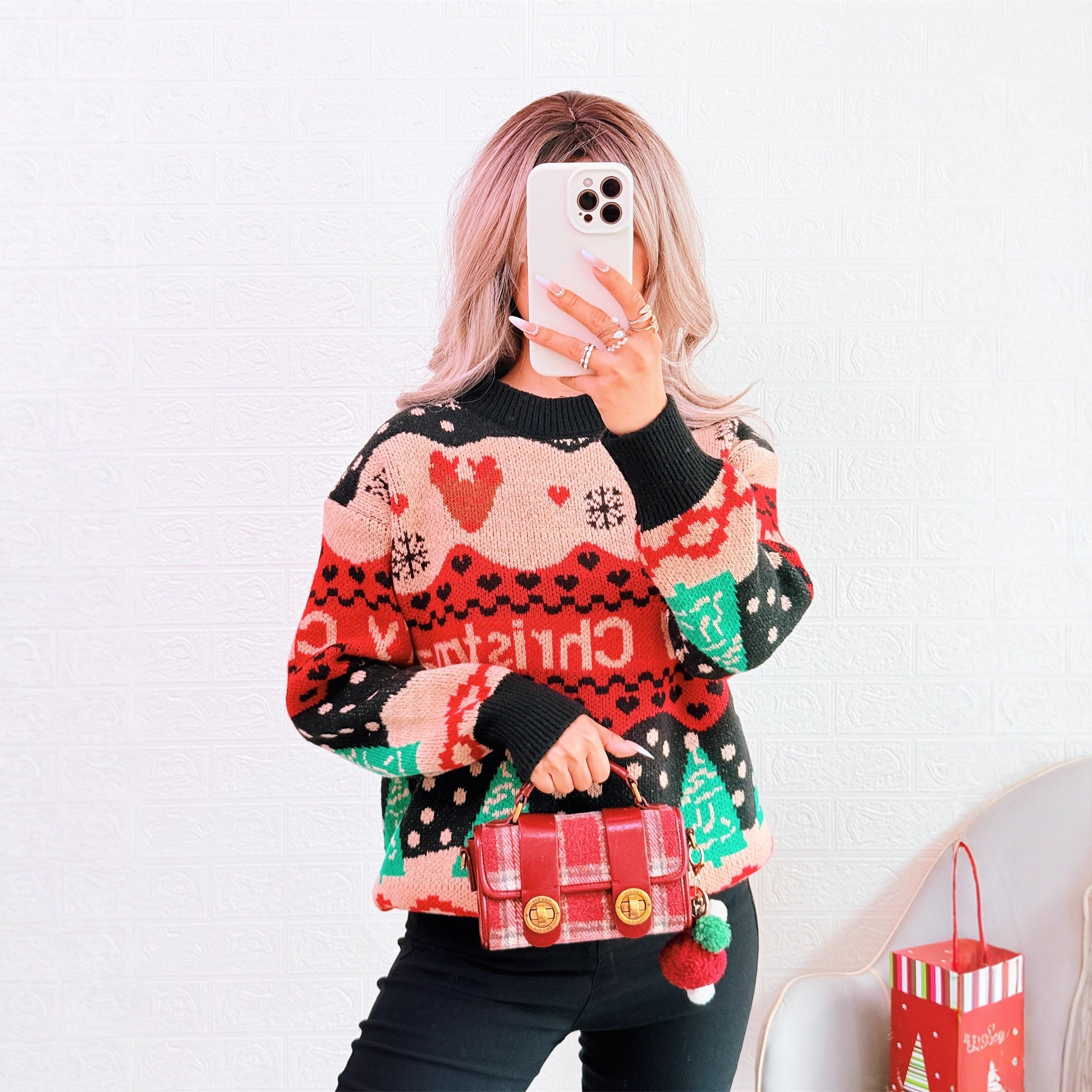Christmas Knitwear Casual Loose Round Neck Sweater