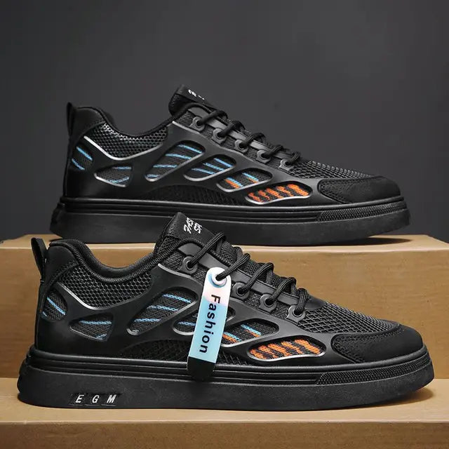 Breathable mesh shoes men's small white shoes thick soled sports and leisure board shoes