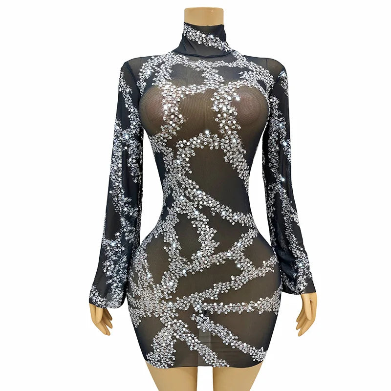 Costume Nightclub Bar Perspective Slim Fit Dress Performance Model Walk Show Banquet Party Dress Vestido De Fiesta De Graduación