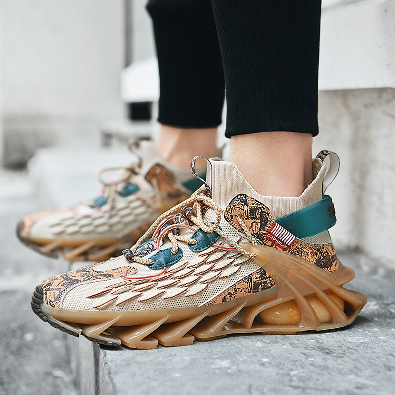 New Men's Shoes Summer Breathable Flyknit Sneakers Youth Blade Running Large Size Trendy Shoes