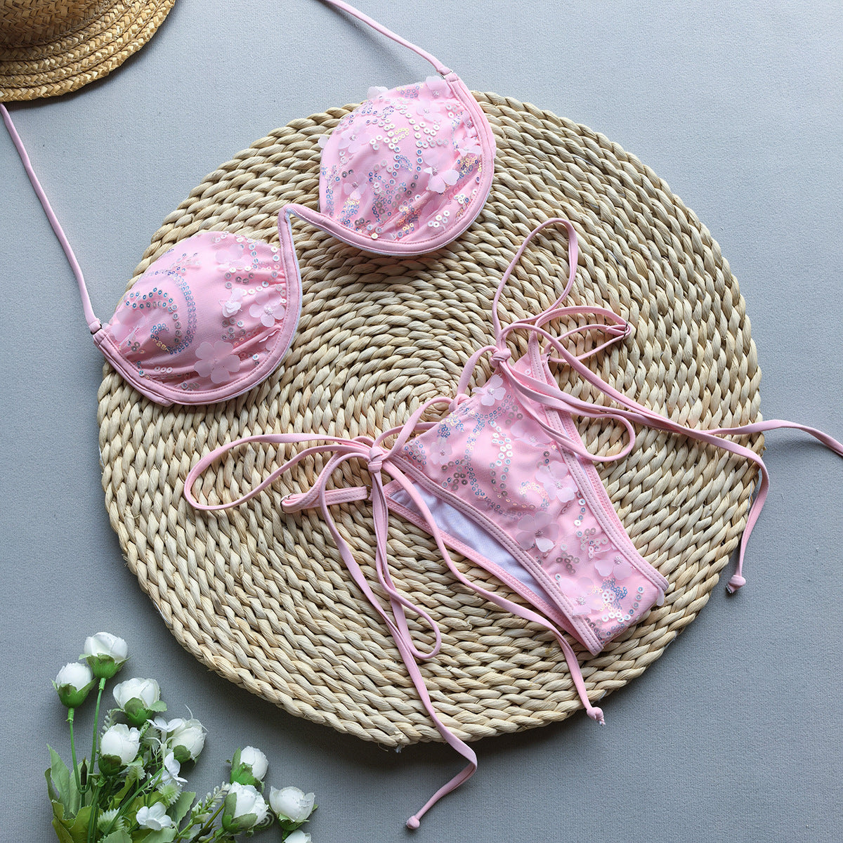 Bikini with Steel Support and Sequins - Two-Piece Women's Swimsuit