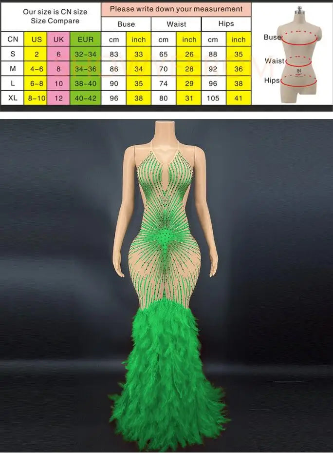 Products Blue Rhinestone Feather Dress Mesh Red Evening Elegant Evening Dresses Luxury Abito Da Cerimonia Donna Birthday Dresses