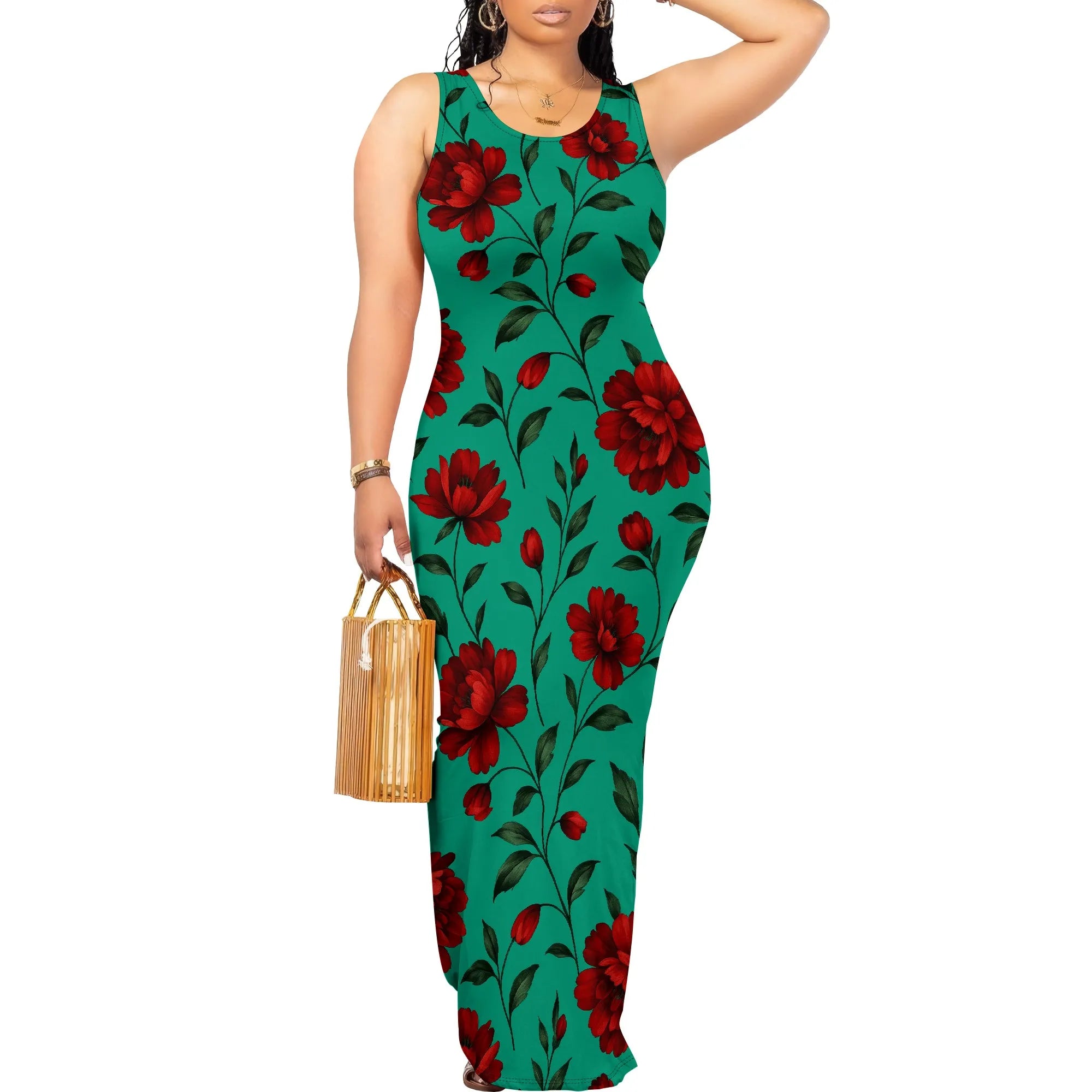 Women's Sexy Bodycon Maxi Dress Ribbed Lounge Tank Long Dresses Elegant Scoop Neck Casual Sleeveless Summer Wrap Sundress