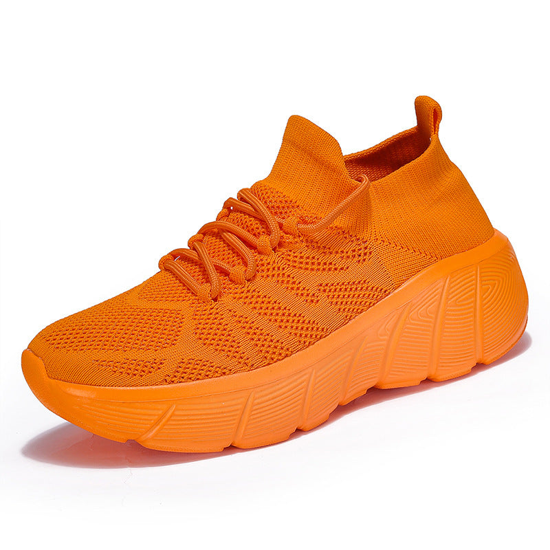 Cross-border New Socks Shoes for Men and Women, Casual Couple Shoes, Thick Sole Student Fashion All-Match Flyknit Sports Shoes for Men