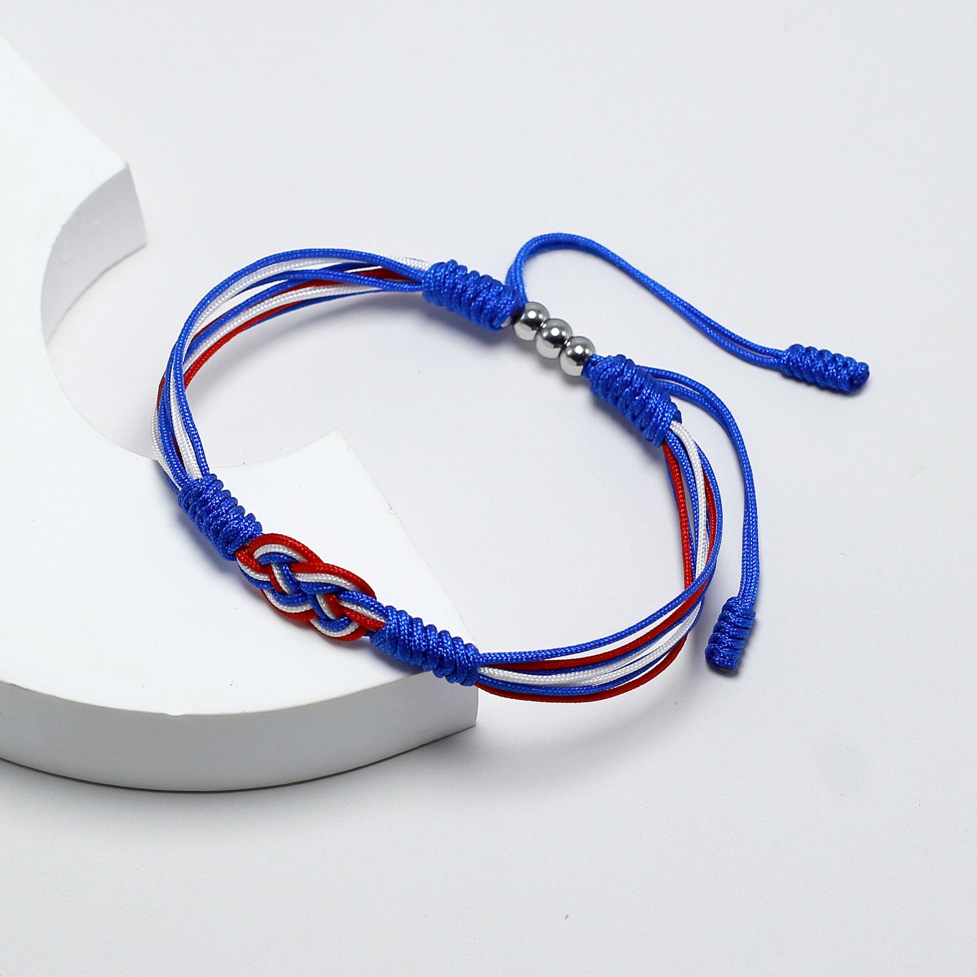 Colorful Braided Friendship Bracelet with Palestinian Flag Colors, Woven Flag-Colored Knot Bracelet