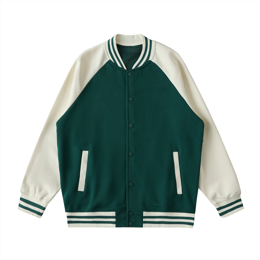 Two Tone Raglan Sleeve Varsity Jacket
