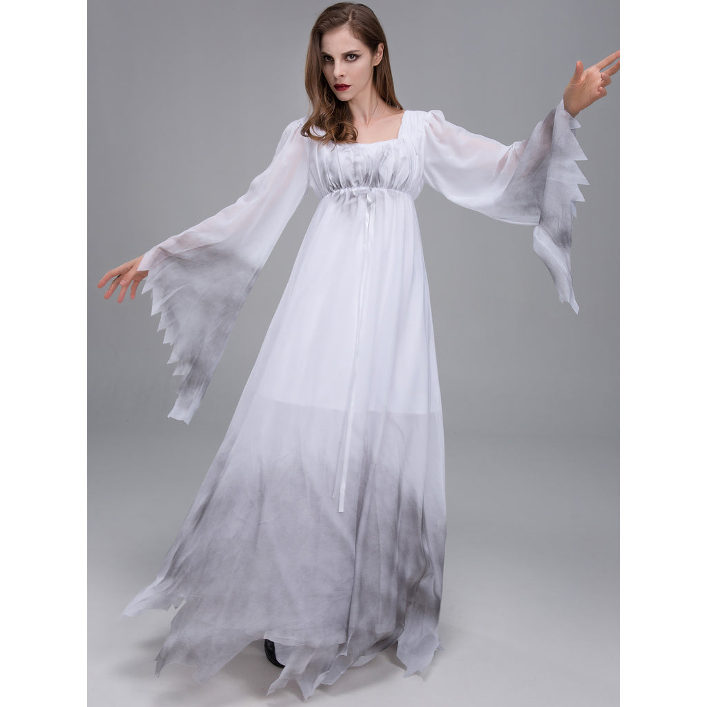 costume d'Halloween, costume de fantôme, costume de fantôme féminin, jeu de rôle