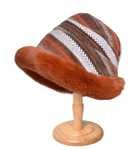 Houndstooth Ethnic Style Thickened Bucket Hat