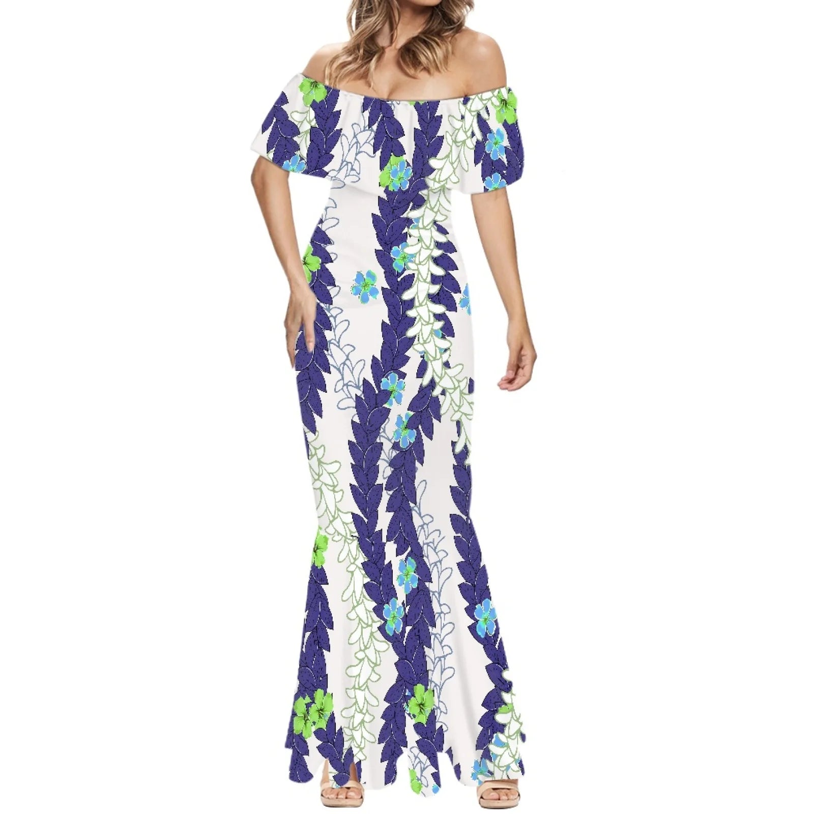 Elegant 2025 Premium Polynesian Puakenikeni Hawaiian Floral Print Made to Order Couture Fishtail Skirt Tonga Charming Style