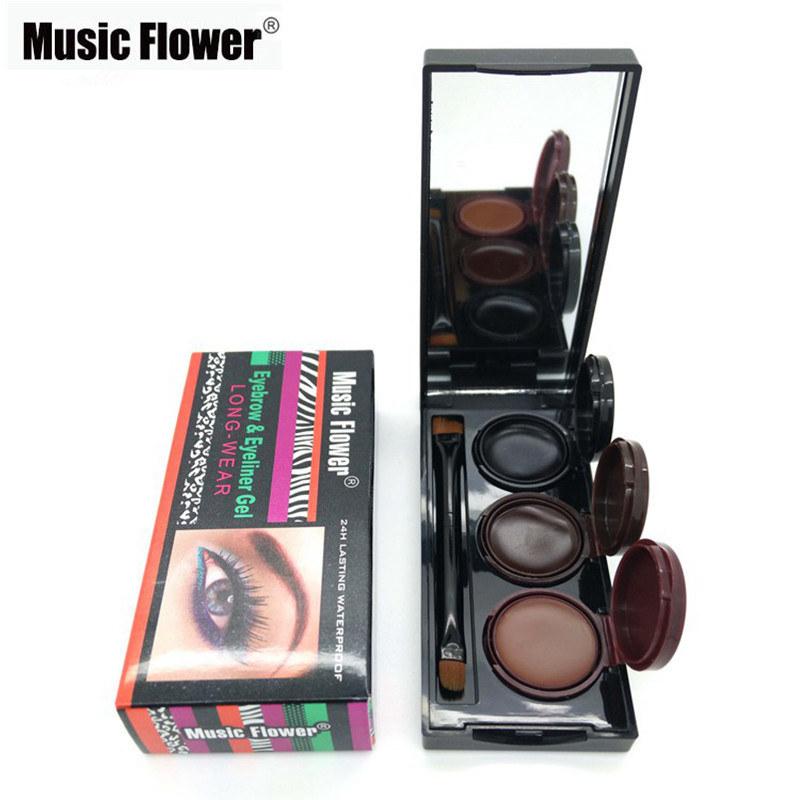 Palette de maquillage Music Flower Brand : gel eyeliner et poudre à sourcils, waterproof, longue tenue, sans bavure, pour sublimer les sourcils