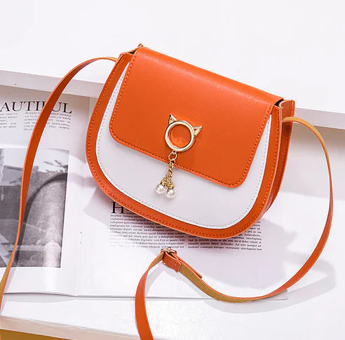 Color Block Suede Pig Bag - Women's Fashion Saddle Bag