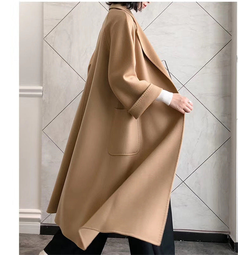 Water Ripple Cashmere Women's Long Reversible Coat – Luxury &