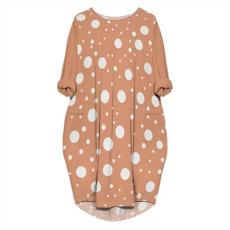 Women's printed loose long sleeved summer plus size dress Cross border Summer New Fashion