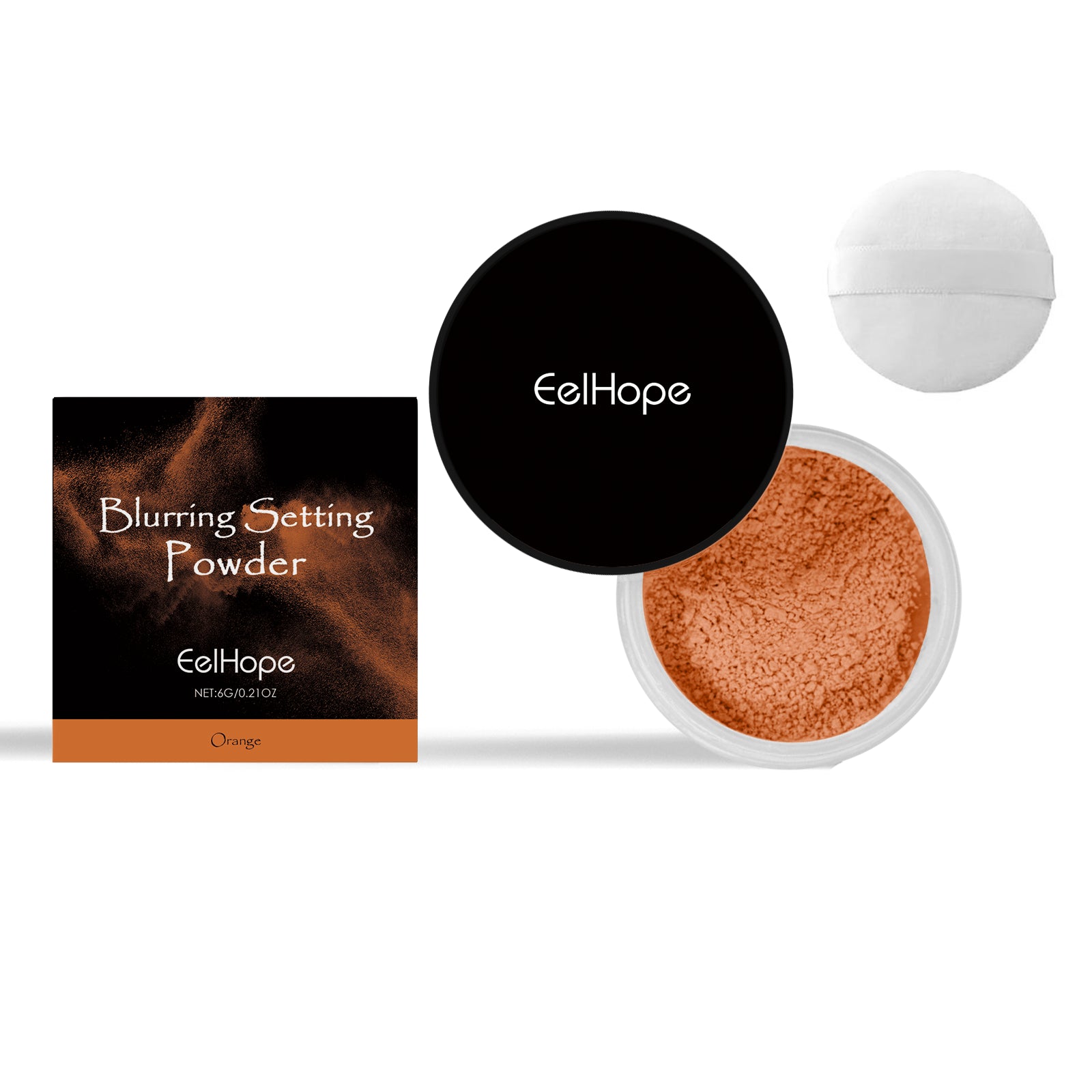 Eelhope Setting Powder (Orange) Has A Natural, Light, Fine, Breathable And Smooth Makeup Feel. It Is Suitable For Both Dry And Wet Use And Can Last For A Long Time Without Makeup Fading
