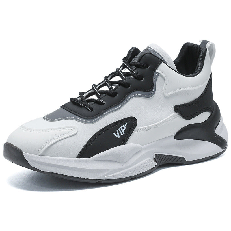 Versatile casual Korean version men's trendy white shoes, sports thick soled anti slip running dad shoes