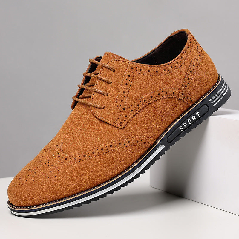 Chaussures pour hommes à semelle blanche, élargies, en cuir sculpté, tendance