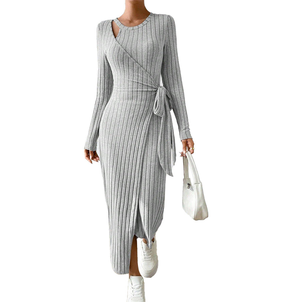 European & Egyptian Solid Sleeve Long Dress