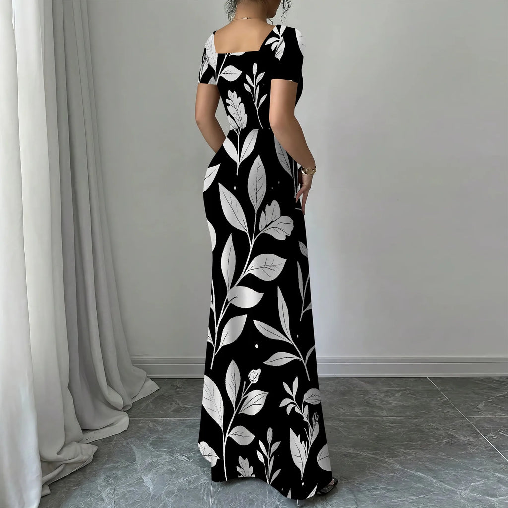 Women's Long Bodycon Dress - Summer Casual Short Sleeve Midi Club Party Fitted Tight Dresses