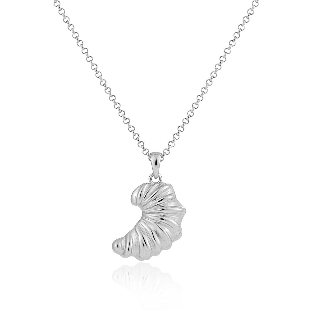 Fashion Food Irregular Croissant 925 Sterling Silver Necklace