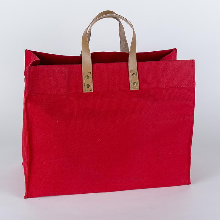 Box Tote Bag Canvas and Leather