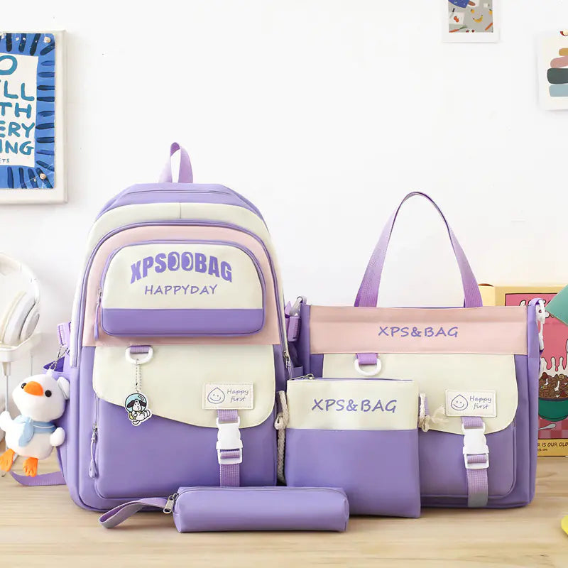 Four-Piece Schoolbag Set for Junior and Senior High
