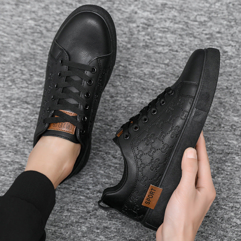 New round headed youth trendy black casual shoes for men
