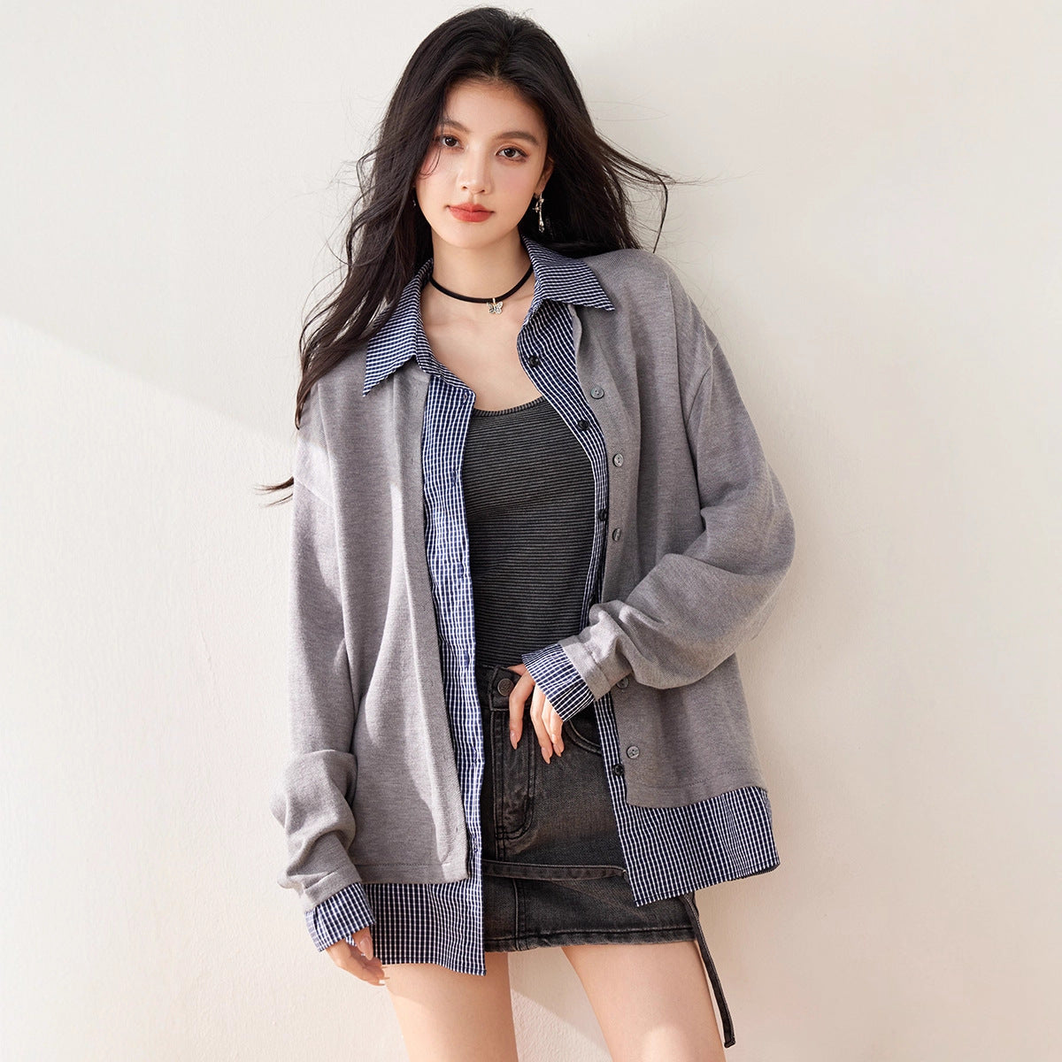 Double-Zipper Hooded Knit Cardigan Women's Casual Style Sweater Jacket Top
