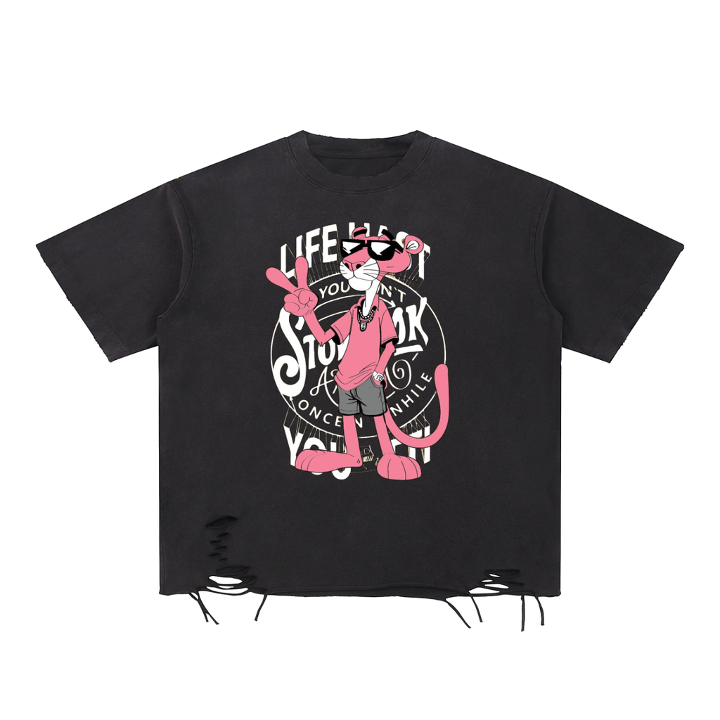 Snow Washed Raw-Hem T-Shirt