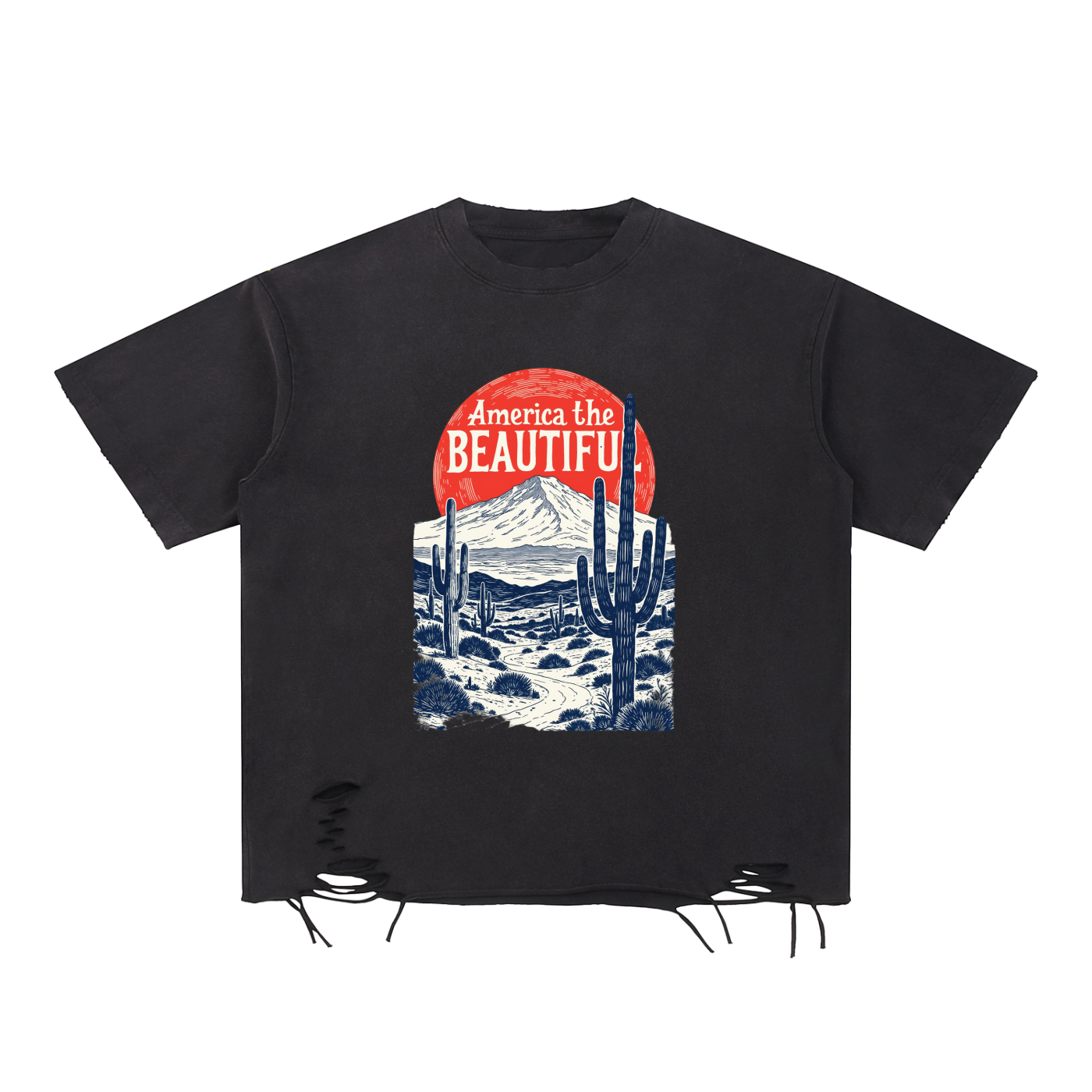 Snow Washed Raw-Hem T-Shirt